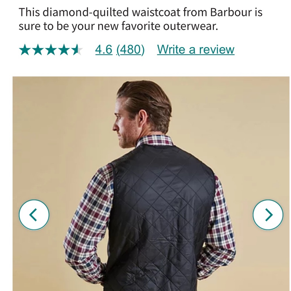 Orvis Barbour Men's Navy Quilted Vest - Picture 2 of 4